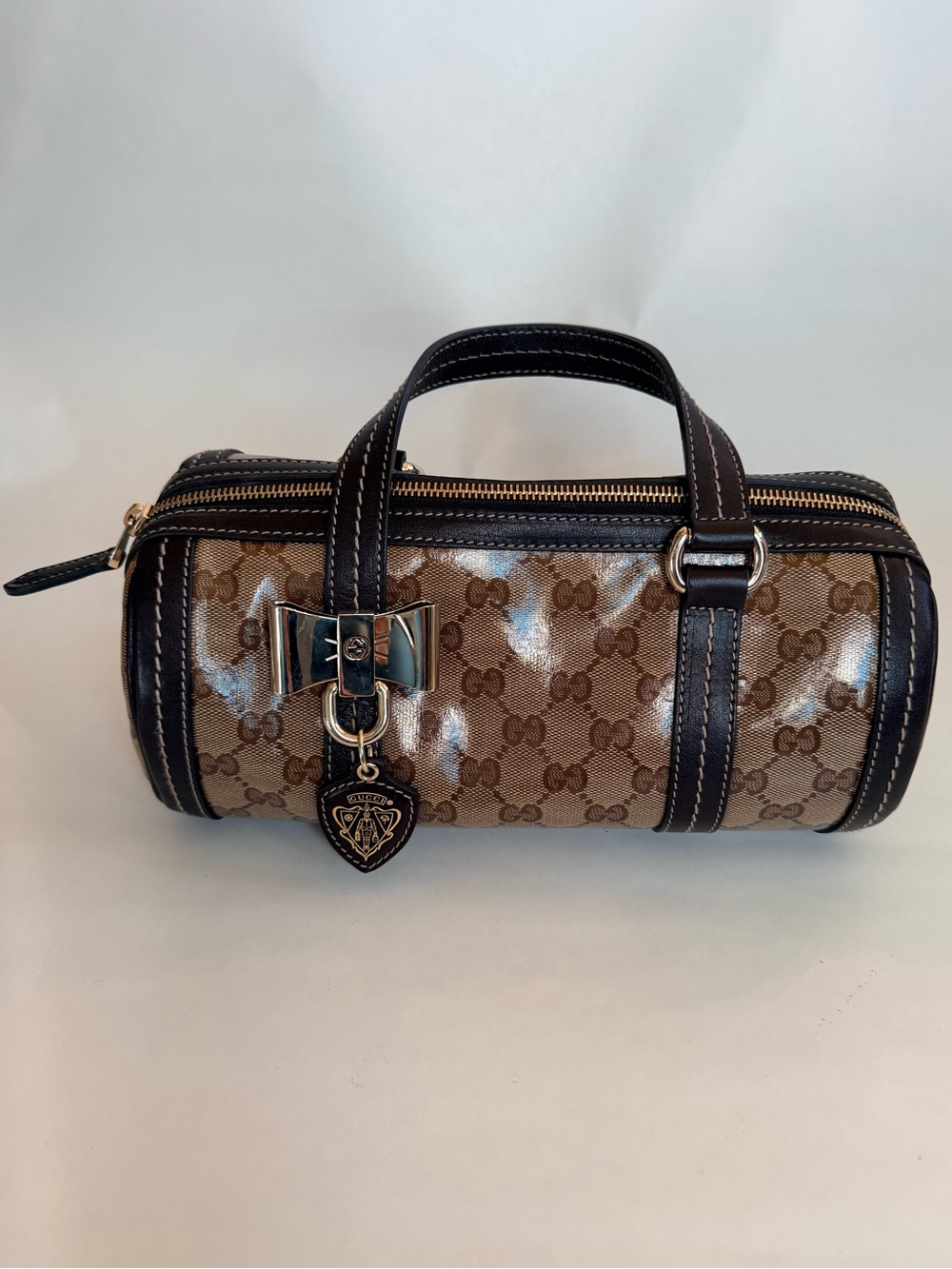 Gucci GG Crystal Duchessa Small Boston Bag Bow Charm